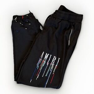 Amiri Men's Paint Drip Embroidered Sweatpants Black Size L Made in USA